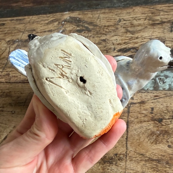 Vintage Handmade Ceramic Bird Figurines - Blue and Orange - Picture 6 of 9